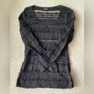 Long sleeve crew neck lace top